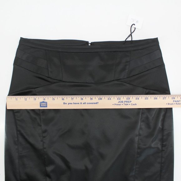 JUST CAVALLI Black Satin Stretch Pencil Skirt High Waist Bodycon Midi IT 44 US 8 - Picture 10 of 12